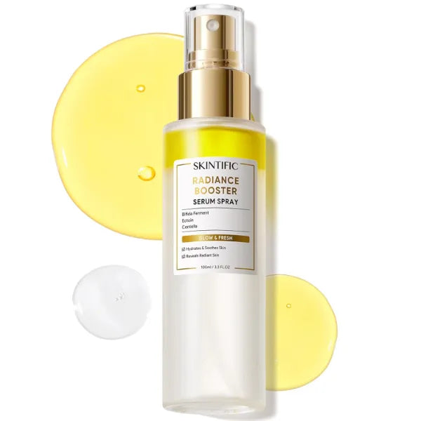 SKINTIFIC Radiance Booster Serum Spray – Hydrating Face Mist with Bifida Ferment & Squalane, Glow-Enhancing, Soothing, All-in-One Vegan Skincare