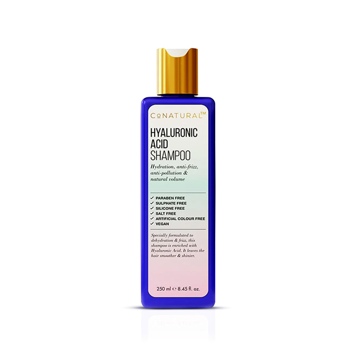 Conatural Hyaluronic Acid Shampoo | Deeply Hydrating, Sulphate & Paraben Free Volumizing Shampoo for Dry, Frizzy Hair | Anti-Dandruff Care with Brown Algae for Shine & Curl Definition | 250ml