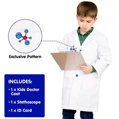 Doctor Costume Kit for Kids, Kids Doctor Costume, Halloween Costumes for Girls with Doctor Coat, Stethoscope for Girls