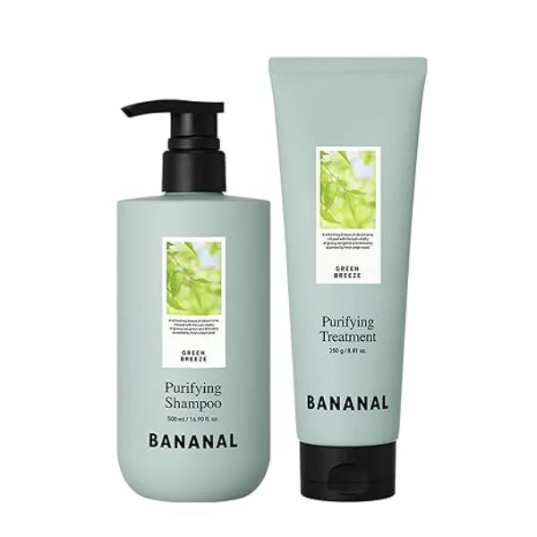 BANANAL Purifying Scalp Shampoo & Conditioner Set Deep Cleanse + Lightweight Nourishment for Oily, Sensitive Scalp Herbal Extracts, Menthol, Biotin, Niacinamide pH 5.5 Korean Hair