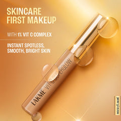 LAKMÉ Makeup+Skincare Vit C Superglow Liquid Concealer Natural Full Coverage, 10 Ivory, 5.4ml (All Skin Type)