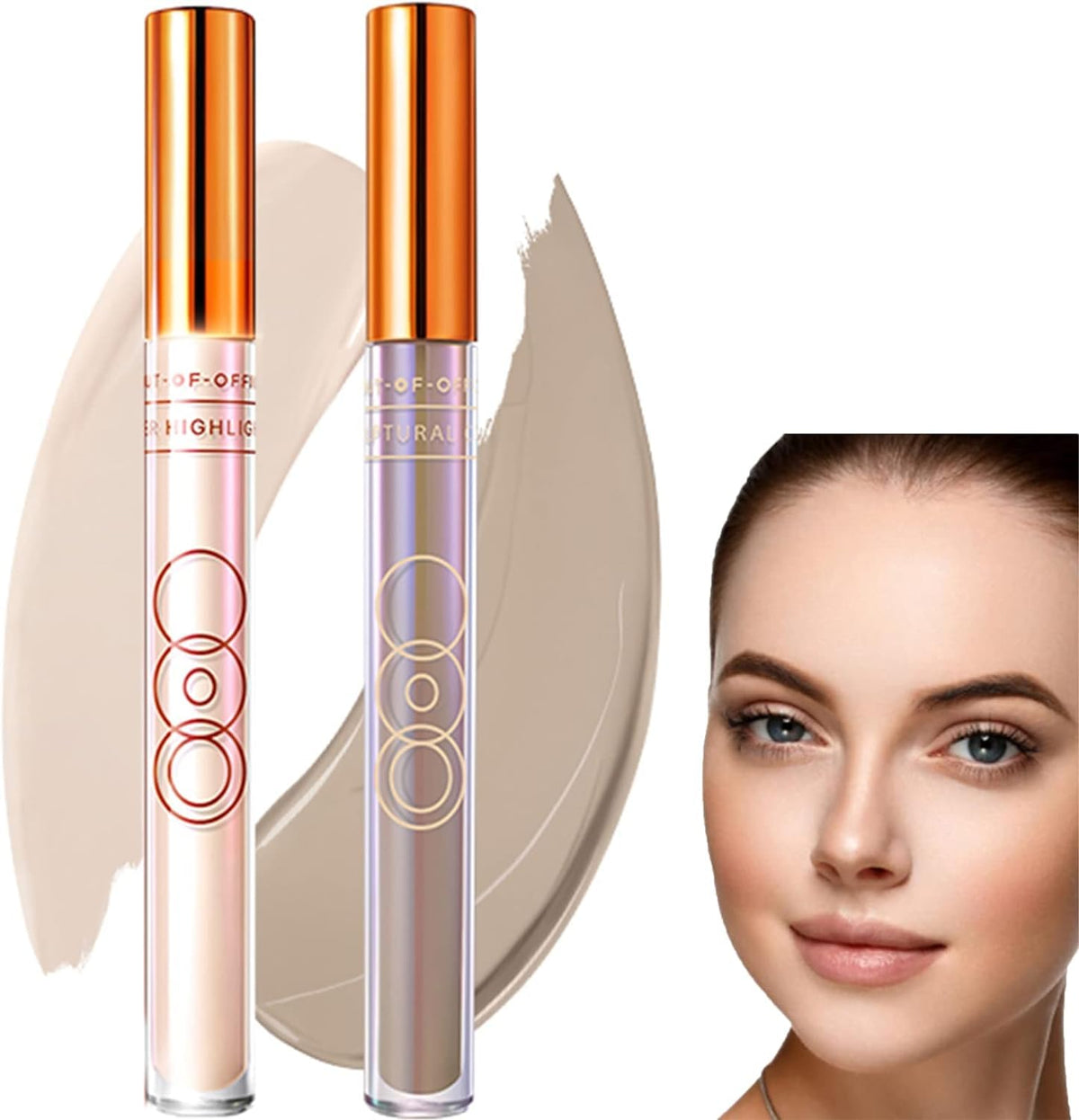 Liquid Contouring Stick, Azonee Concealer Contour Highlighter Stick, 2 Colors Contour Stick Concealer Full Coverage Liquid For Eyes And Dark Circles, Long Lasting Waterproof, Matte Finish Makeup