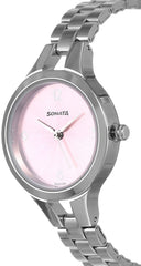 Sonata Steel Daisies Analog Pink Dial Women's Watch-NL8151SM03/NP8151SM03