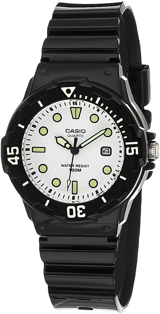 Casio Womens Quartz Watch, Analog Display and Resin Strap Black/White