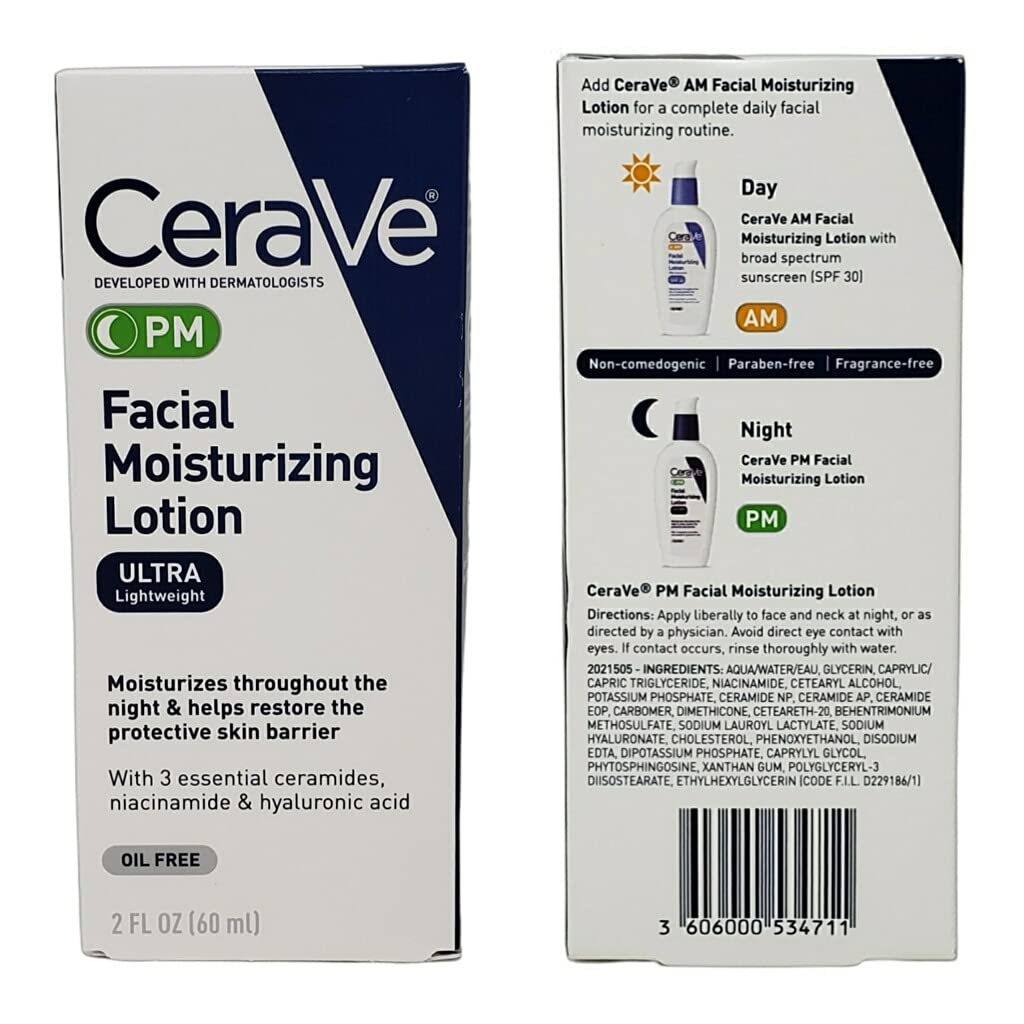 CeraVe Daily Moisturizing Lotion Bundle - AM & PM Facial Set, Sunscreen (2 oz) - 8 fl oz Total (4 Bottles)