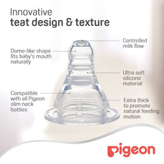 Pigeon Slim Neck Glass Bottle, White Cap, Ultra-soft Silicone, Anti-Colic, BPA & BPS Free, 50ml, Multi-colour