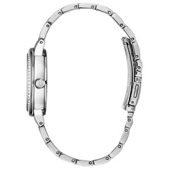 Bulova Ladies' Crystal Phantom 3-Hand Quartz Watch, Faceted Mineral Glass Dial - Steel/Blue