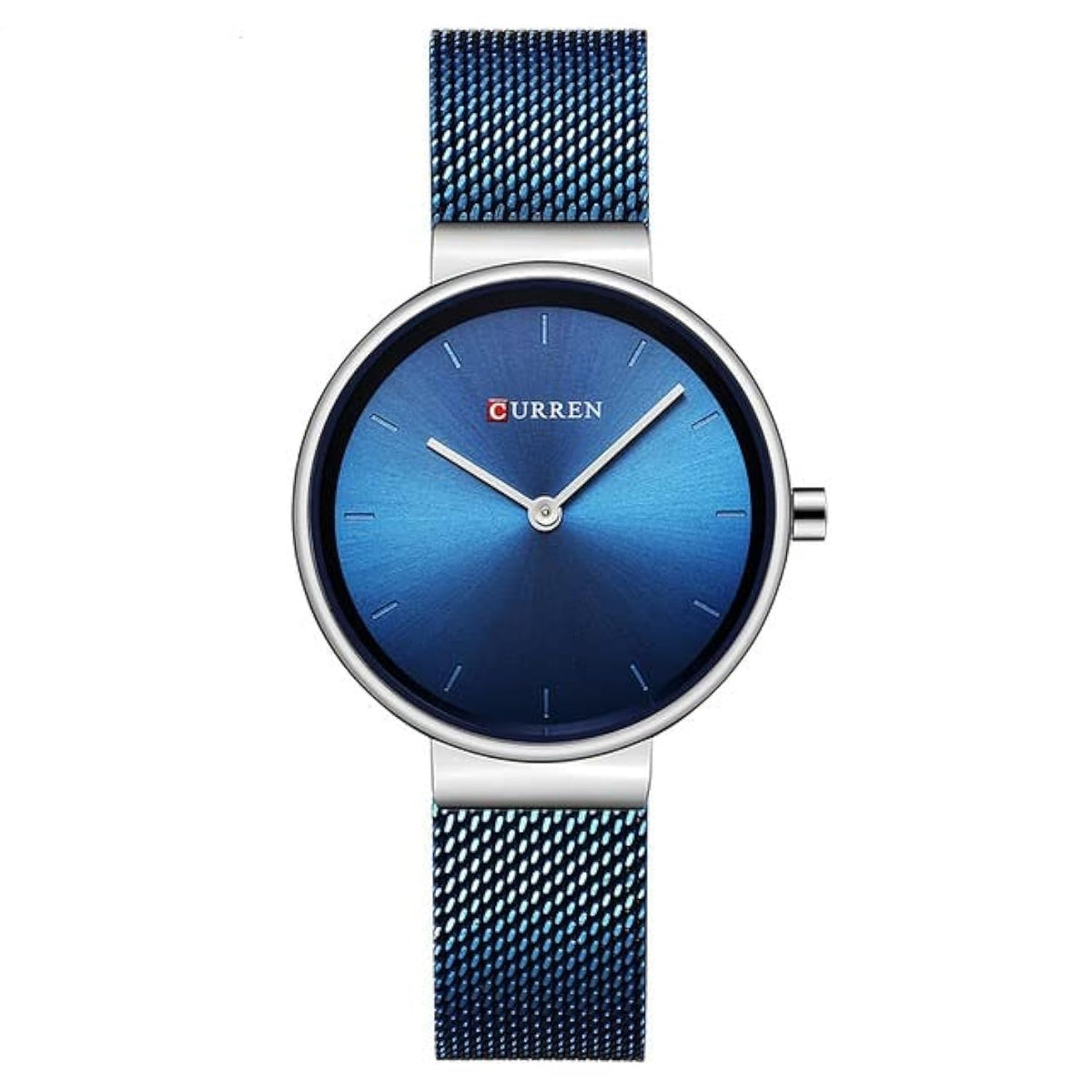 CURREN Ladies analog watch stainless steel case blue dial blue stainless steel bracelet