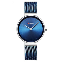 CURREN Ladies analog watch stainless steel case blue dial blue stainless steel bracelet