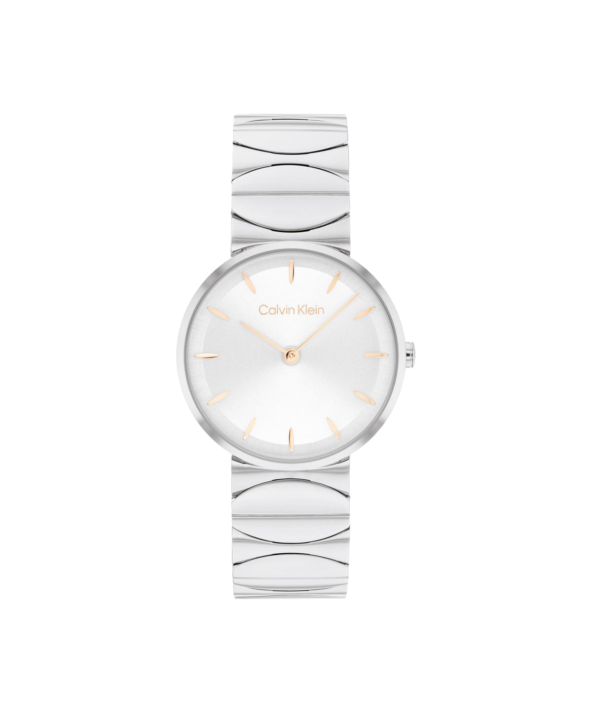 CALVIN KLEIN WOMEN'S SILVER WHITE DIAL STAINLESS STEEL BRACELET WATCH - 25100042