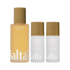 Saltair Body Oil and 2 Pack Serum Deodorant Set Hydrating After Shower Moisturizer and AHA Roll On for Odor Control Golden Hour Scent