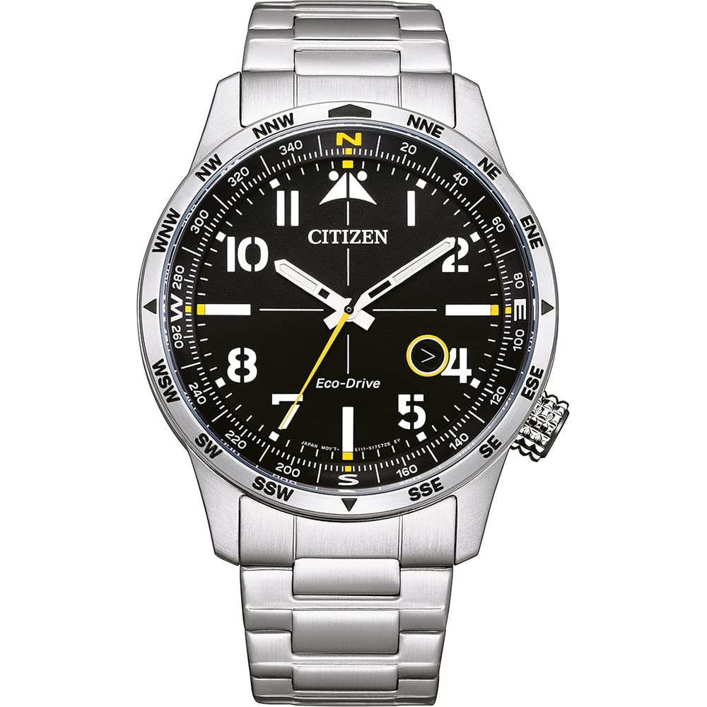Citizen Men Analogue Eco-Drive Watch with Stainless Steel Strap BM7550-87E, Silver, Standard Size, Bracelet