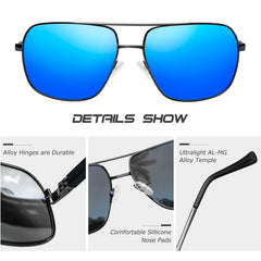 KANASTAL Polarized Sunglasses for Men Women, Large Memory Metal Frame Lightweight Sun Glasses 100% UV400 Protection Shades for Driving