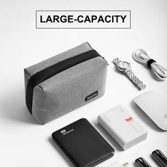 Boona Electronic Organiser Case, Splash-Proof Accessory Bag, Gadget Storage Bag, USB Cable Organiser, Travel-Friendly, Grey-L