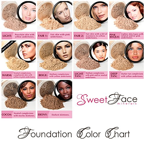 6pc STARTER KIT (FAIR 1) Mineral Makeup Sample Size Set Bare Face Matte Foundation Cover