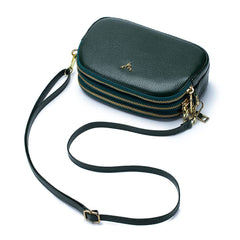 Small Crossbody Bags Genuine Leather Shoulder Handbags Trendy Design Cellphone Purses for Women and Girls - Green
