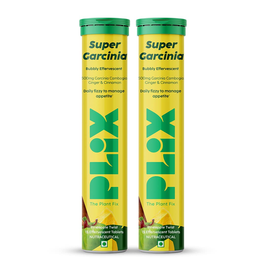 PLIX - THE PLANT FIX Garcinia Cambogia 15 Effervescent Tablets For Weight Loss- Pack of 2, Ayurvedic Herbs,Ginger,Cinnamon Extract, Improves Energy, For Men & Women