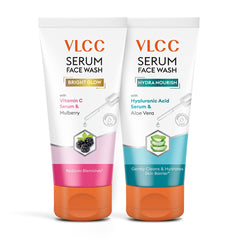 VLCC Vitamin C & Berry Serum Face Wash - 150ml for Blemish Reduction & Brightening for AM Skin | Free Face Wash with Hyaluronic Acid & Aloe Vera Serum - 150ml for Skin Barrier Strengthening for PM (B1G1)