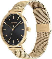 Calvin Klein Modern Mesh Men's Black Dial, Ionic Thin Gold Plated 1 Steel Watch + Calvin Klein Iconic Id, Men's Bracelet