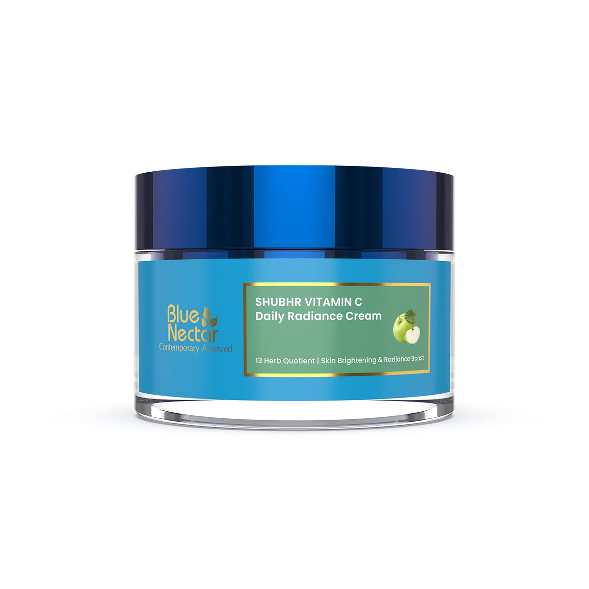 Blue Nectar Natural Vitamin C Face Cream for Glowing Skin, Dark Spot Removal Cream for Women with Green Apple and Almond Oil (13 Herbs, 50g)