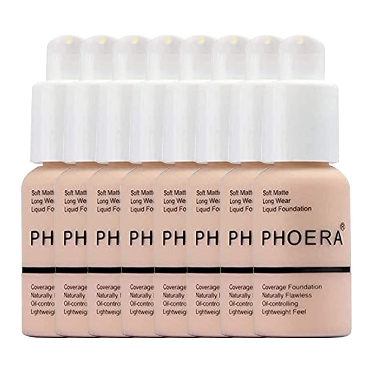 Glamza Phoera Foundation Full Coverage Makeup Set - 24hr Long Lasting Oil Control - Soft Smooth Matte Flawless Concealer Cream - Inc x8 30ml Foundation & Silicone Blender Sponge (101 Porcelain)