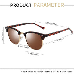 KANASTAL Polarized Horn Rimmed Sunglasses for Men and Women, Classic Half Frame Sun Glasses, Semi Rimless Shades for Womens 100% UV400 Protection Driving