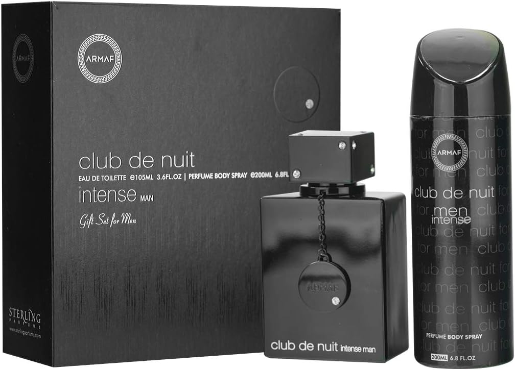 ARMAF Club De Nuit Intense - Gift Set for Men | EDT + Perfume Body Spray (105ml, 200ml)