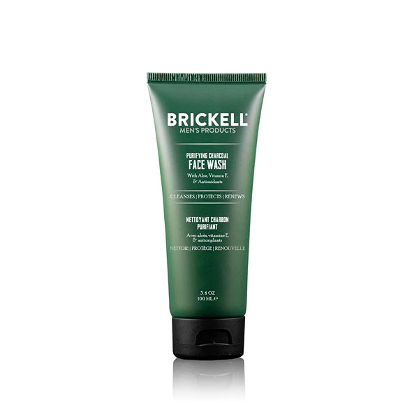 Brickell Men's Purifying Charcoal Face Wash for Men, Natural and Organic Daily Facial Cleanser, 3.4 Ounce, Scented Men's Face Cleanser