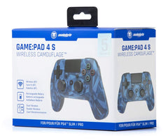 snakebyte GAMEPAD 4S - blue camo - wireless bluetooth Controller for PlayStation 4 / PS4 Slim / Pro, analog dual joysticks, PC compatible (Windows 7/8/10), 3.5mm headphone jack, touchpad