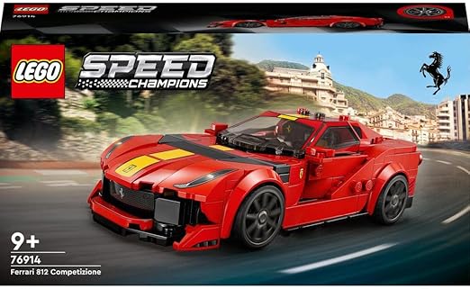 LEGO 76914 Speed Champions Ferrari 812 Competizione, Sports Car Toy Model Building Kit for Kids, Boys & Girls, 2023 Series, Collectible Race Vehicle Set