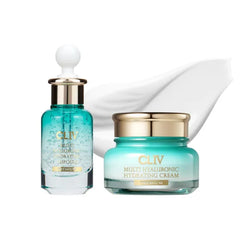 CLIV Multi Hyaluronic Hydrating Skincare Duo - Serum & Cream - 8-Layer Hyaluronic Acid for Deep Moisture