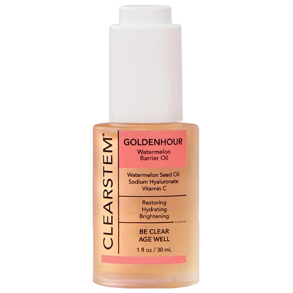 CLEARSTEM GOLDENHOUR Hydrating Facial Oil - Plumping Face Oil for Women for Deep Face Hydration - Non-Comedogenic Vitamin C Oil for Skin with Hyaluronic Acid and Watermelon Seed for Glowing Skin