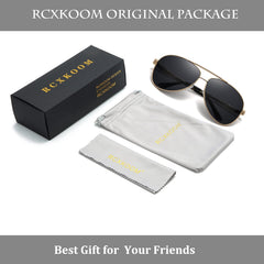 RCXKOOM Big XL Wide Frame Extra Large Polarized Aviator Sunglasses for Big Heads Men Oversized Military Pilot Glasses