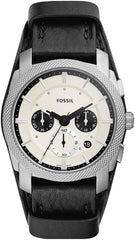 Fossil Watch for Men Machine Chronograph, Stainless Steel Watch with a 42mm case size and an eco-leather strap - Black and Silver Tone