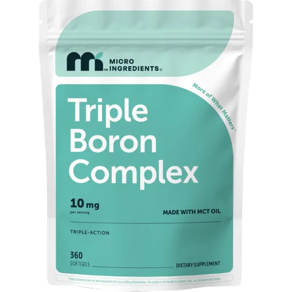 Micro Ingredients Triple Boron Complex 10mg Per Serving, 360 Softgels with MCT Oil | Boron Supplement for Men & Women | Boron Glycinate, Citrate & Aspartate Triple Action Formula | Non-GMO Gluten Free