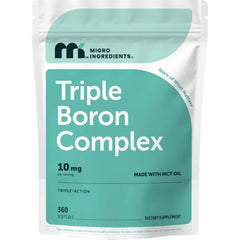 Micro Ingredients Triple Boron Complex 10mg Per Serving, 360 Softgels with MCT Oil | Boron Supplement for Men & Women | Boron Glycinate, Citrate & Aspartate Triple Action Formula | Non-GMO Gluten Free