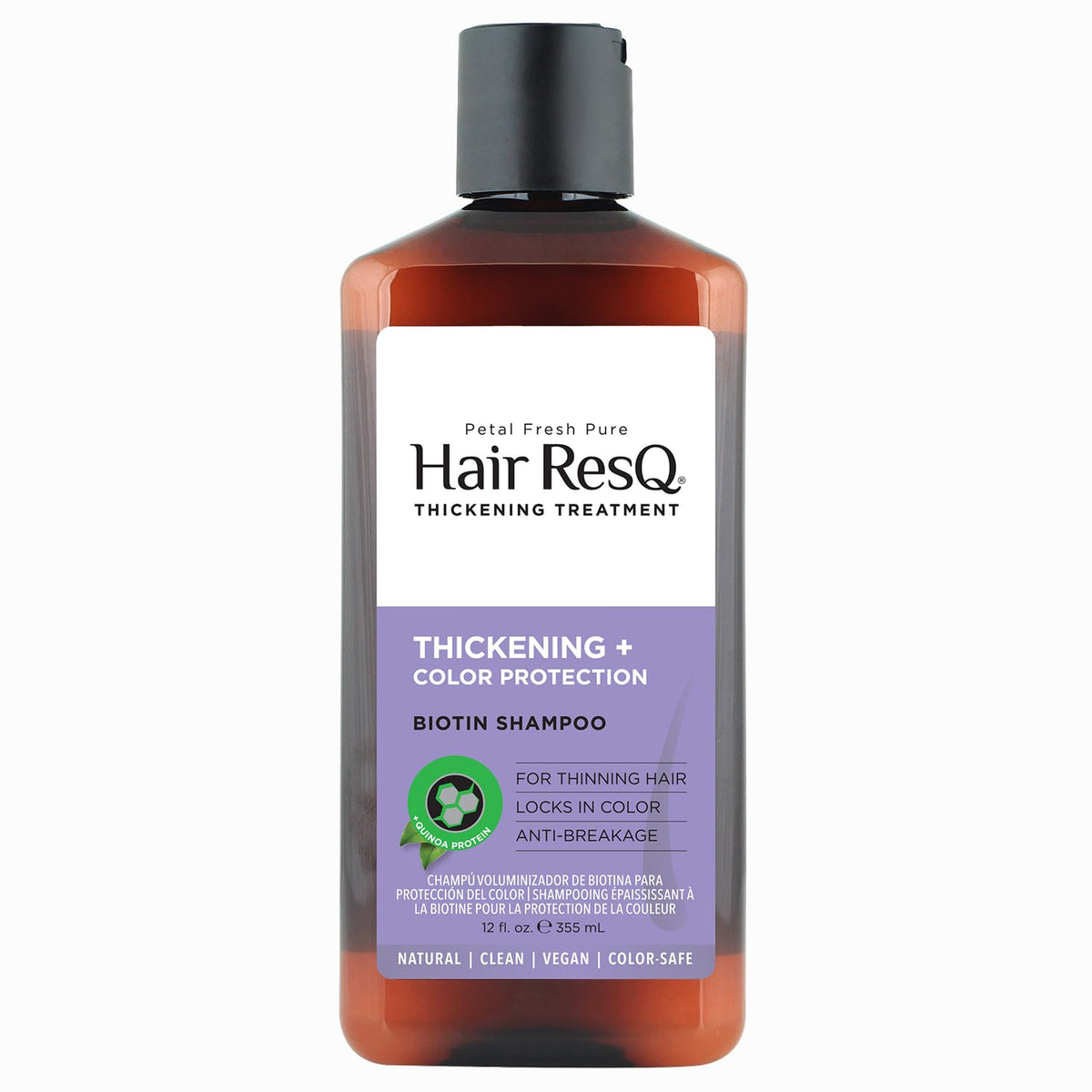 Petal Fresh Hair Resq Color Protection Natural Thickening Biotin Shampoo | For Thinning Hair | Locks In Color & Anti-Breakage | Vegan & Cruelty-Free | 12 Fl Oz, 355 Ml
