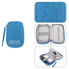 Azonee Travel Cable Organizer Bag, Portable Cable Organizer, Small Waterproof Electronic Accessories Storage Bag for Charger, Cable, Power Bank, Memory Card, Earphone, Phone, Adapter (Blue)