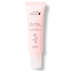 100% PURE Rose Hyaluronic Acid Facial Serum Deeply Hydrating Natural Care Soothe & Replenish Suppleness Bounce Dry, Dehydrated Skin - Vegan - 1oz