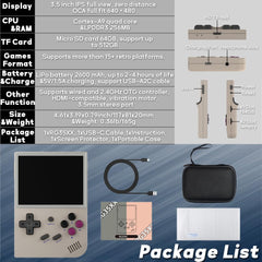 CredevZone RG35XX Handheld Game Console 3.5 inch IPS Retro Games Consoles Classic Emulator Hand-held Gaming Console Preinstalled Hand Held Video Games System with Portable Case 64GB Retro Gray