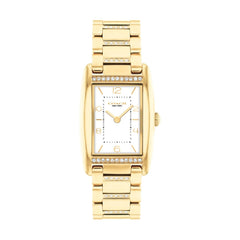 COACH WOMEN'S WHITE DIAL IONIC PLATED THIN GOLD STEEL & CRYSTAL BRACELET WATCH - 14504316