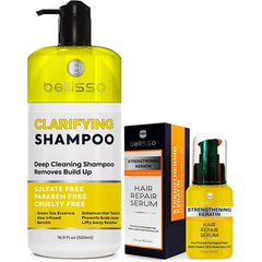 BELLISSO Clarifying Shampoo for Women and Men and Keratin Hair Serum