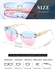 AEVOGUE Oversized Rimless Diamond Cutting Sunglasses for Women (AE0534) - Blue/Pink