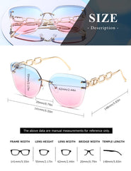 AEVOGUE Oversized Rimless Diamond Cutting Sunglasses for Women (AE0534) - Blue/Pink