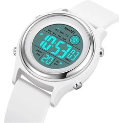 KASTWAVE Stylish Women's LED Digital Sport Watch, Waterproof, Multifunctional with Stopwatch and Calendar, Lightweight for Daily and Sports Use, White