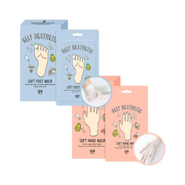 G9SKIN Self Aesthetic Soft Hand & Foot Mask Duo – Korean Moisturizing Hand and Foot Care Set for Dry, Rough Skin