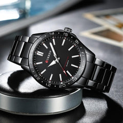 CURREN New Model CURREN Brand Light Up Dial Male Watch Simple 43mm Big Dial Stainless Steel Strap Waterproof 3ATM Men's Clock 8452 - BLACK