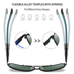 Joopin Classic Rectangle Sunglasses Shades for Men, Metal Sun Glasses Polarized UV Protection