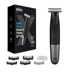 Braun Series X All-in-One Showerproof Beard Trimmer, Shaver, and Body Groomer for Men, with 5 combs for Face & Body, Gifts for Men, XT5100, black/silver