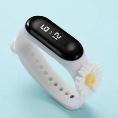 PATPAT Toddler Sunflower Decor LED Watch Digital Smart Electronic Watch (With Packing Box) White